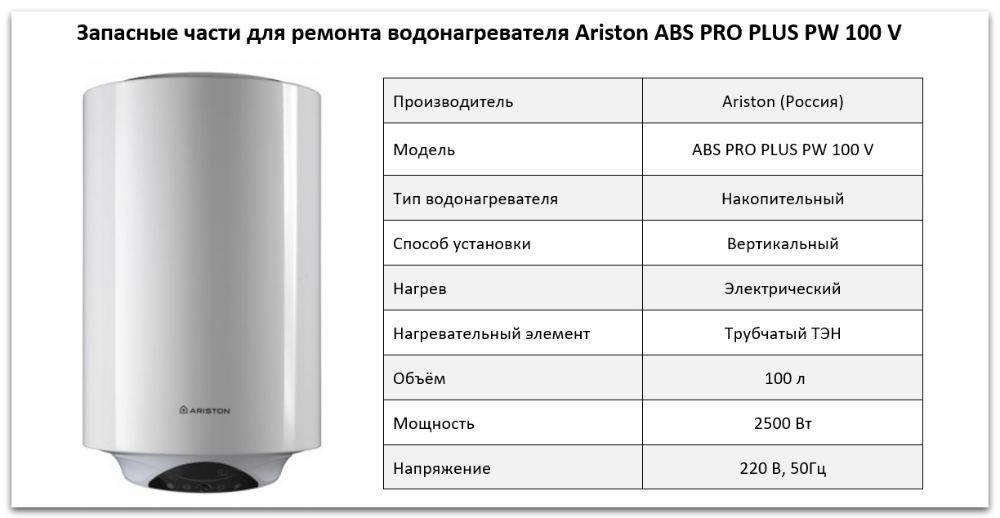 Купить запчасти Ariston ABS PRO PLUS PW 100 V в Омске
